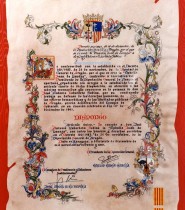DIPLOMA EN PERGAMINO DE LA MEDALLA JUAN DE LANUZA 1991 A JOS ANTONIO LABORDETA